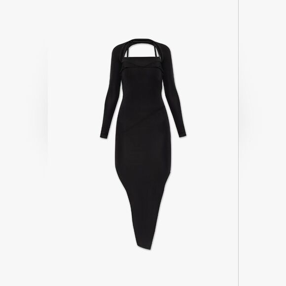 NWT Helmut Lang Midi Cut Out Black Dress - Picture 5 of 14